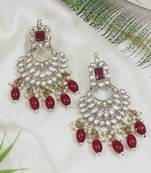 traditional kundan pearl handcrafted dangle chandbali earrings ethnic jewellery