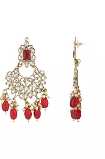 traditional kundan pearl handcrafted dangle chandbali earrings ethnic jewellery