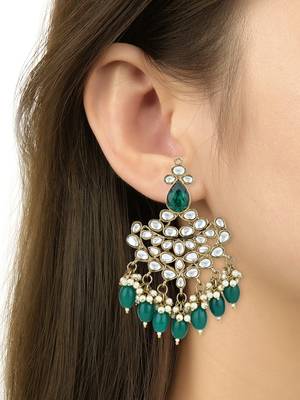 traditional kundan pearl chandbali earrings 4