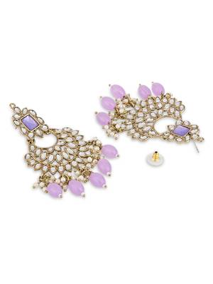 traditional white kundan pearl handcrafted dangle chandbali earrings ethnic jewellery 2