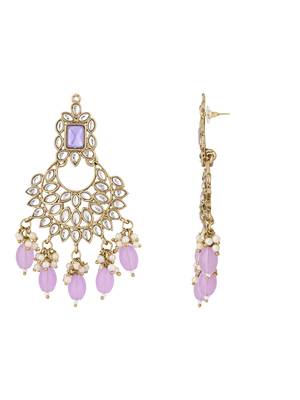 traditional white kundan pearl handcrafted dangle chandbali earrings ethnic jewellery 3