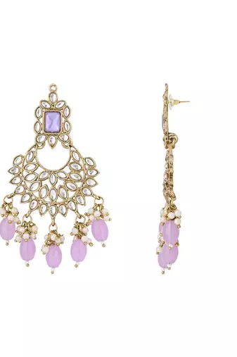 traditional white kundan pearl handcrafted dangle chandbali earrings ethnic jewellery