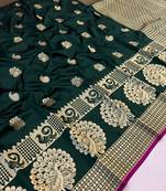 Koram Green Banarasi silk blend And Zari Weaving Designer Saree With Blouse For Women