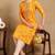 Women yellow printed viscose rayon kurta