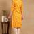 Women yellow printed viscose rayon kurta