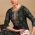 Women green printed silk kurta