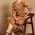 Women orange printed viscose rayon kurta