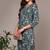 Women blue printed viscose rayon kurta