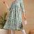 Women green printed viscose rayon kurta