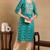 Women blue printed viscose rayon kurta