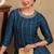 Women navy blue embroidered silk kurta