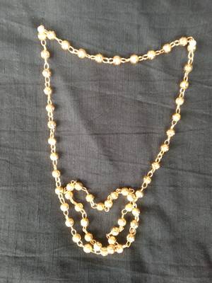 Golden alloy necklace chain with Traditional Pearl work 1