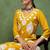 Women yellow embroidered viscose rayon kurta