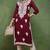 Women purple embroidered viscose rayon kurta