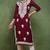 Women purple embroidered viscose rayon kurta