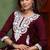 Women purple embroidered viscose rayon chikankari kurtis