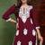 Women purple embroidered viscose rayon chikankari kurtis