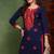 Women blue embroidered viscose rayon chikankari kurtis