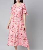 Women pink printed cotton kurti