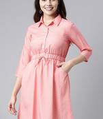 Women pink printed crepe short kurta