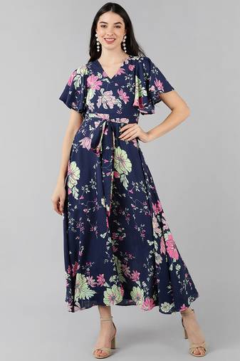 Women purple printed georgette kurta