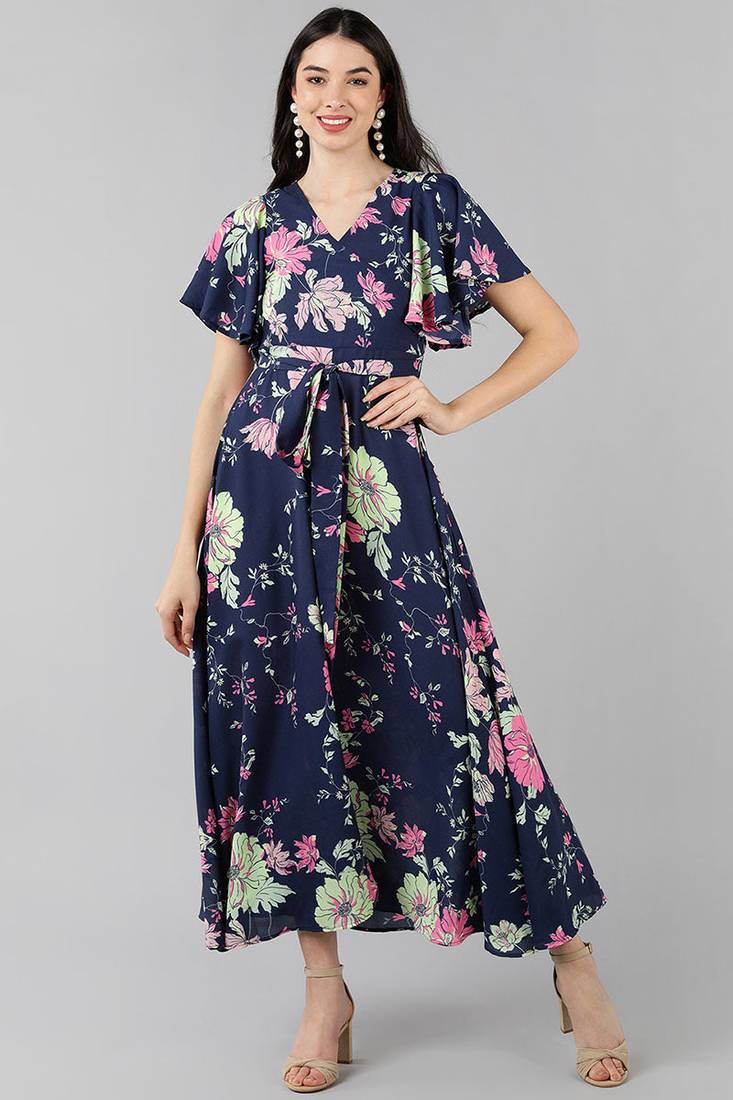 Women purple printed georgette kurta