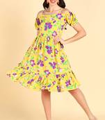 Women yellow printed georgette kurta