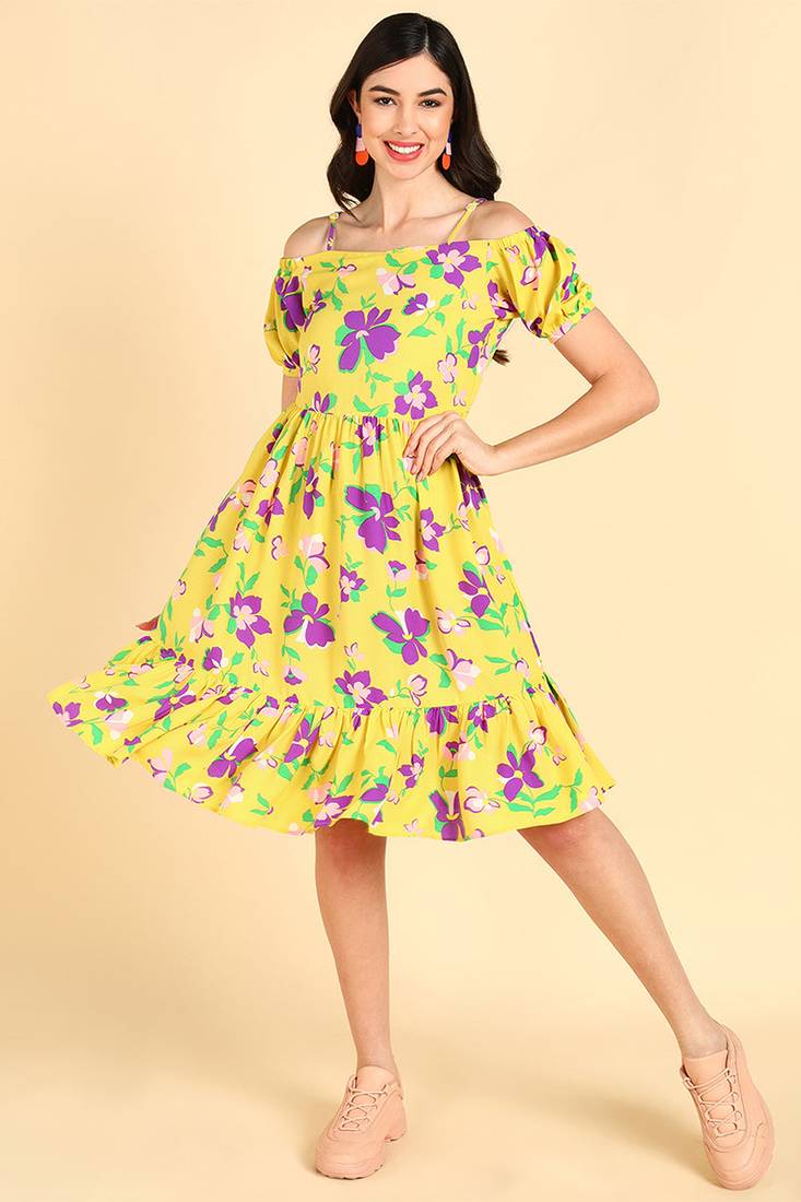 Women yellow printed georgette kurta