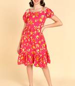 Women pink printed georgette kurta