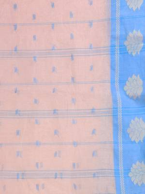Cream Pure Cotton Tant Saree With Woven Designs Without Blouse 4