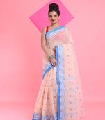 Off White Pure Cotton Tant Saree With Woven Designs Without Blouse