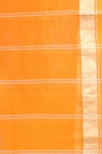 Orange Pure Cotton Tant Saree With Woven Designs Without Blouse