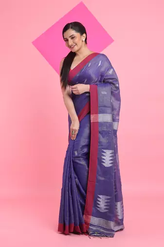 Blue tissue saree with texture pallu
