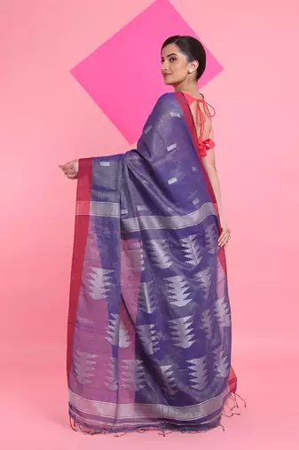 Blue tissue saree with texture pallu