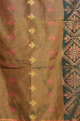Sap green tissue soft saree with texture designs