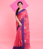 Punch pink tissue saree with woven designs