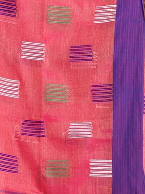Punch pink tissue saree with woven designs 4