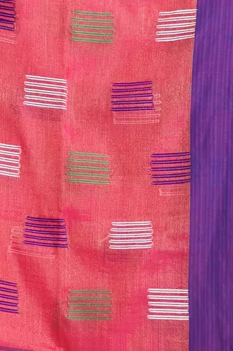 Punch pink tissue saree with woven designs