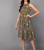 Women blue printed cotton kurti