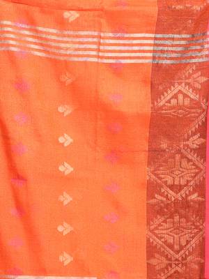 Orange tissue soft saree with texture designs 4