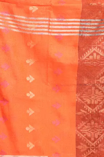 Orange tissue soft saree with texture designs