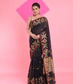 Black cotton saree with texture pattern