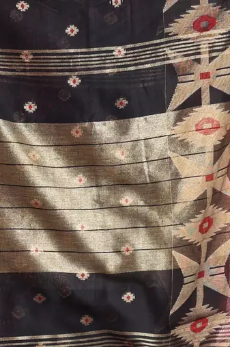 Black cotton saree with texture pattern