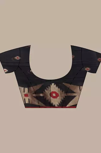Black cotton saree with texture pattern