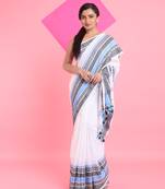 White cotton saree with texture borders
