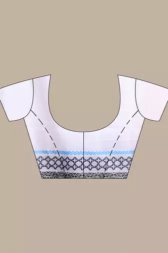 White cotton saree with texture borders