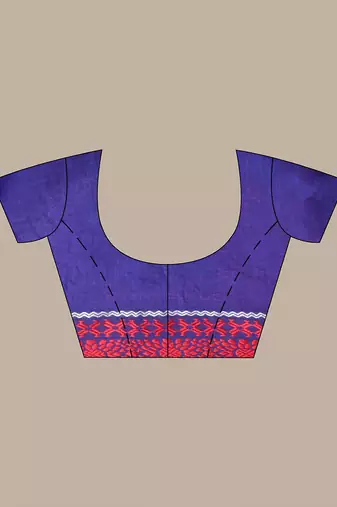 Blue cotton saree with texture borders
