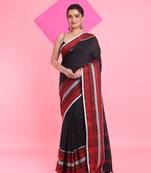 Black cotton saree with texture borders