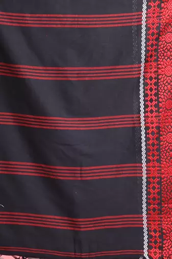 Black cotton saree with texture borders