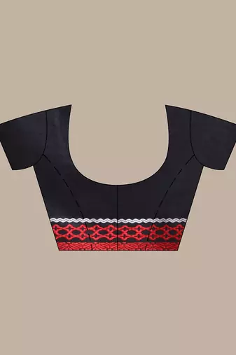Black cotton saree with texture borders